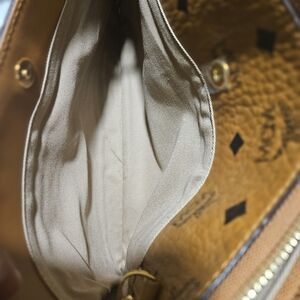 MCM Tan and Black Crossbody Bag with Signature Style